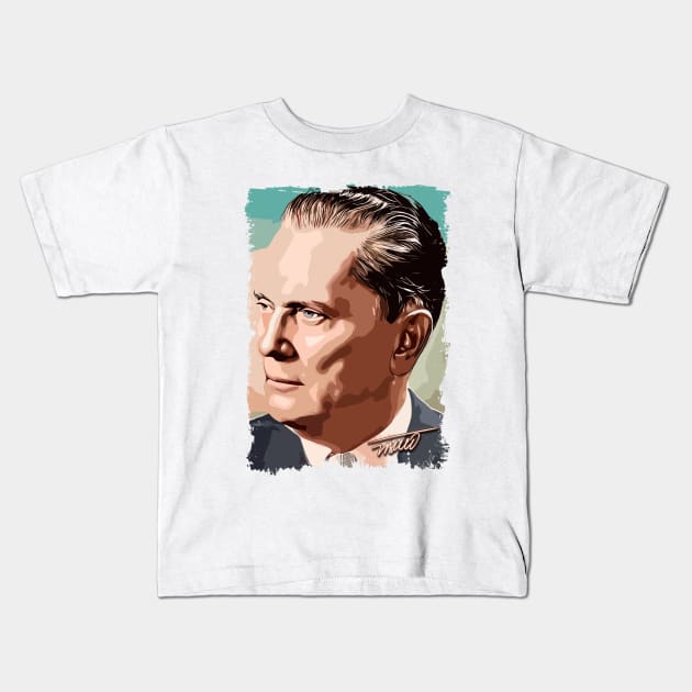 Josip Broz Tito the President of Yugoslavia SFRJ Color portrait illustration Kids T-Shirt by Naumovski